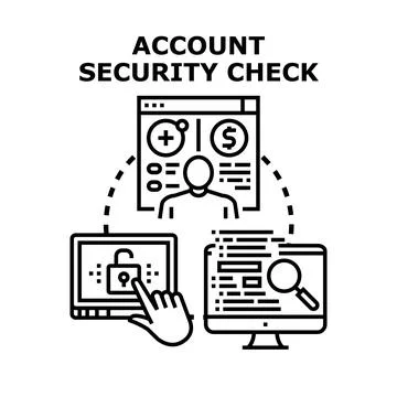 Account security check managing login authentication process Stock Illustration
