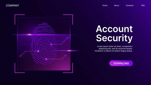 Account Security Website Banner. Data Network Protection Concept with Stock Illustration