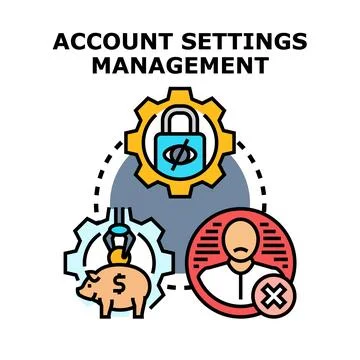 Account settings management vector concept illustration Stock Illustration