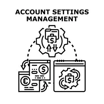 Account settings managing financial data and online administration イラスト素材