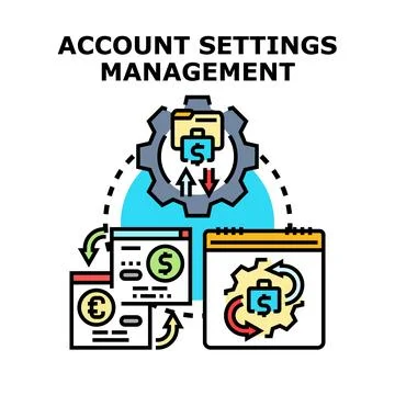 Account settings managing financial data and online administration イラスト素材