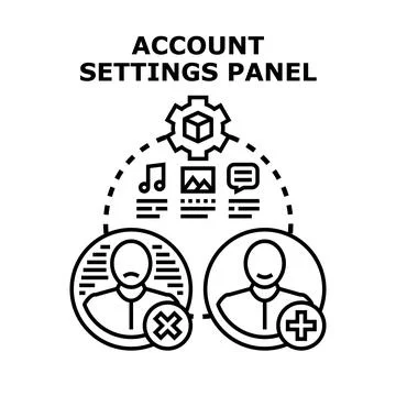 Account settings panel managing user application options Stock Illustration