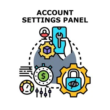 Account settings panel for user preferences Illustrazione stock
