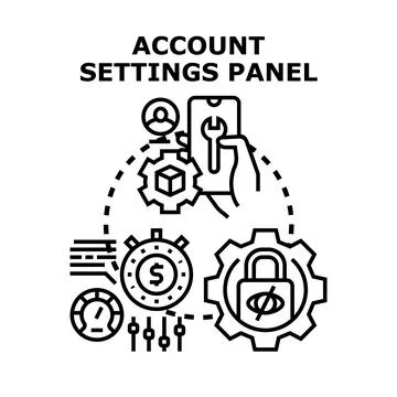 Account settings panel for user preferences Illustrazione stock