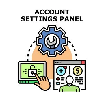 Account settings panel for user profile configuration Stock Illustration