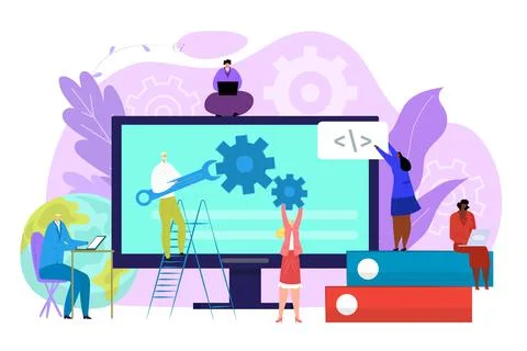 Account settings web service for network user people in internet, vector Stock Illustration