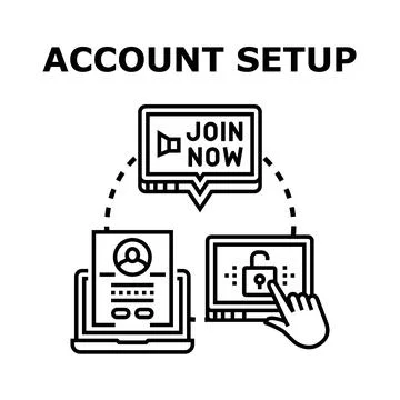 Account setup creating user registration process Stock Illustration