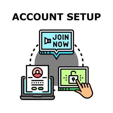 Account setup creating user registration process Stock Illustration