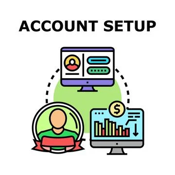 Account setup process for new user registration online Stock Illustration