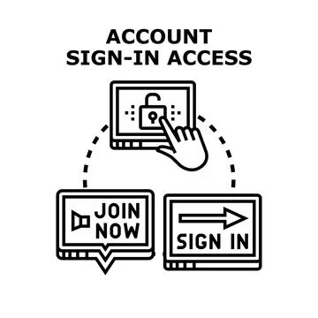 Account sign in access process for online platforms Illustrazione stock