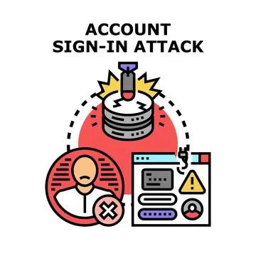 Account sign in attack attempting unauthorized database access Stock Illustration