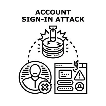 Account sign in attack attempting unauthorized database access Stock Illustration
