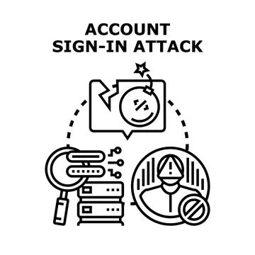 Account sign in attack concept vector illustration 스톡 일러스트