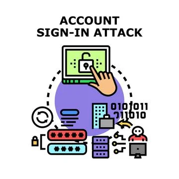 Account sign in attack security concept illustration Illustrazione stock