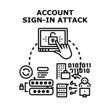 Account sign in attack security concept illustration 库存插图