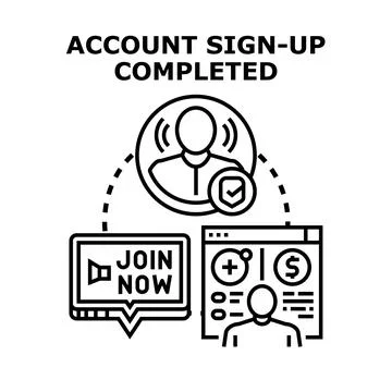 Account sign up completed with user verification process Stock Illustration