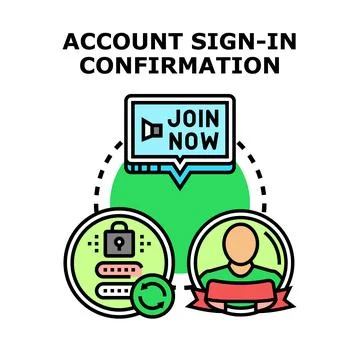 Account sign in confirmation concept for web platforms Stockillustratie