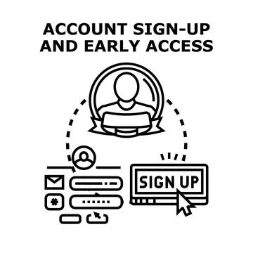 Account sign up early access user registration Illustrazione stock