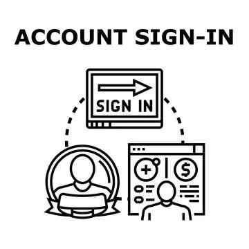 Account sign in process for digital platform access Stock Illustration