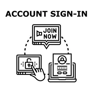Account sign in process for online registration and access イラスト素材