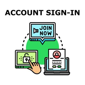 Account sign in process for online registration and access Illustrazione stock