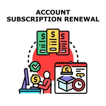 Account subscription renewing process with payment and calendar Stock Illustration
