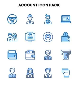 Account Two Colour Icons Pack Stock Illustration