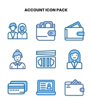 Account Two Colour Vector Icons Pack Stock Illustration