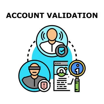 Account validation process verifying user digital identity Stock Illustration