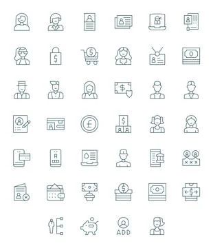 Account Vector Icon Collection featuring 40 Pixel Optimized Retina Ready Th.. Stockillustratie
