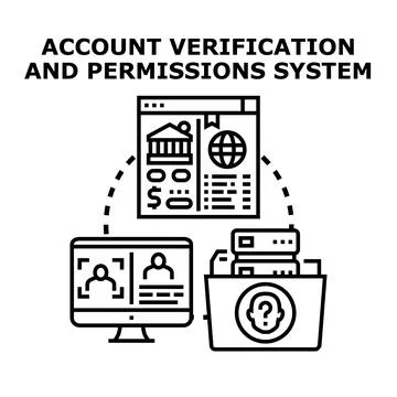 Account verification and permissions system concept Stock Illustration