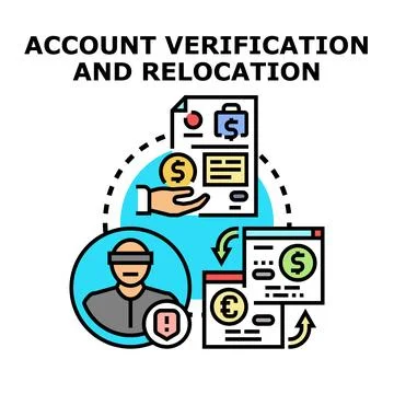 Account verification and relocation service concept Stock Illustration