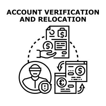 Account verification and relocation service concept Stock Illustration