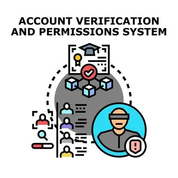 Account verification permissions system managing user access Illustrazione stock