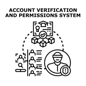 Account verification permissions system managing user access Illustrazione stock