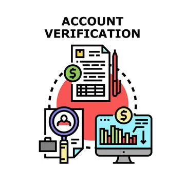 Account verification process for financial security and data auditing Stock Illustration