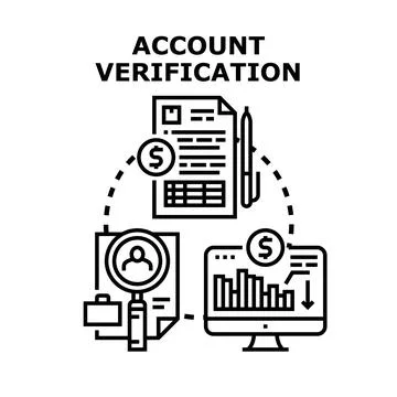 Account verification process for financial security and data auditing Stock Illustration