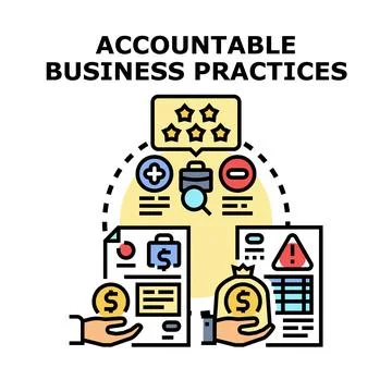 Accountable business practices concept valuing business transparency and qu.. 库存插图