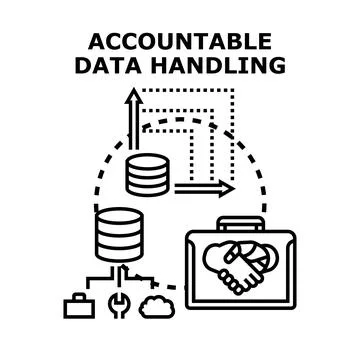 Accountable data handling concept with data flow and collaboration Stock Illustration