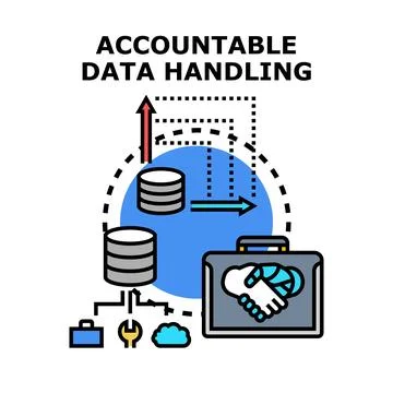 Accountable data handling concept with data flow and collaboration Stock Illustration