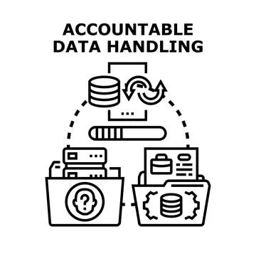 Accountable data handling managing personal information security and privacy Stock Illustration