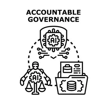 Accountable governance concept with ai processing data and justice Stock Illustration