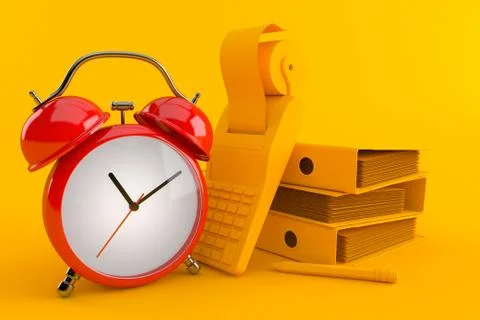 Accountancy background with alarm clock Stock Illustration