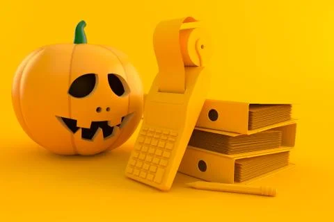 Accountancy background with jack o'lantern 스톡 일러스트