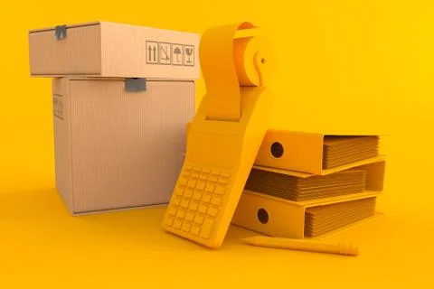 Accountancy background with stack of boxes 库存插图