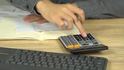 Accountant businessman making calculation computer laptop Video stock 113147112