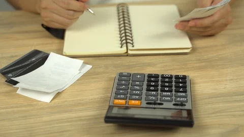 Accountant businessman making calculation Stock Footage 113147302