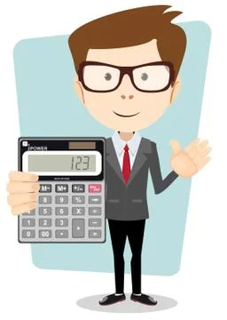 Accountant with a Calculator, Vector Illustration Stock Illustration