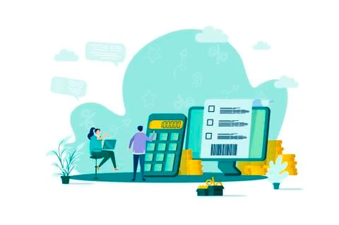 Accountant concept in flat style. Stock Illustration