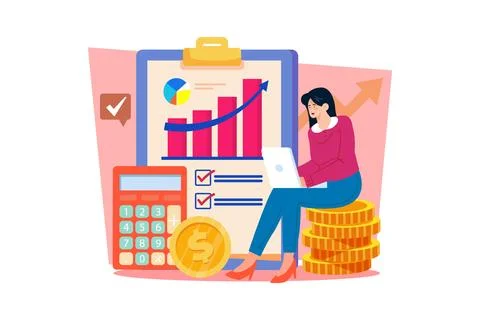 Accountant creating a financial plan for a small business. Stock Illustration